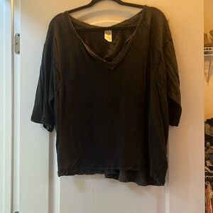 Black distressed jersey we the free free people top